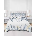 thumbnail image 3 of Quilts Queen Size, Teal Blue Eucalyptus Leaves Soft Comforter Bedding Set for Bed, Farmhouse Botanical Watercolor Lightweight Quilted Bedspread with Pillow Cover(2 Pieces) for All Season, 90x96 Inch, 3 of 6