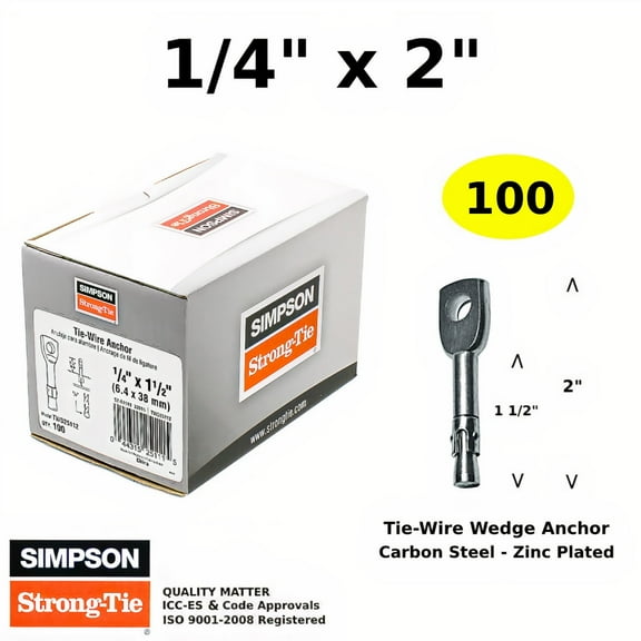 ( QTY 100 ) Eye Bolt Anchor 1/4" x 2" Closed Eye Expansion Bolt Masonry Eye Hook Simpson Strong Tie