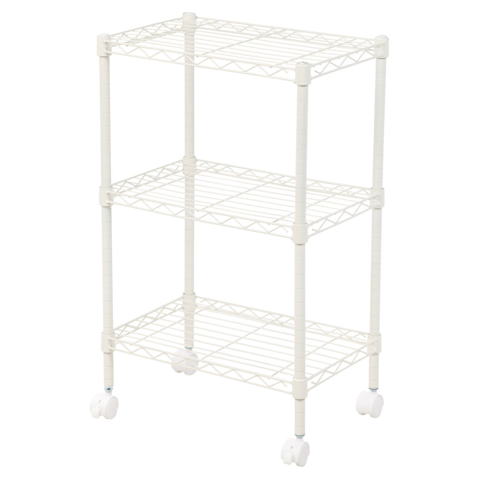 IRIS USA, 3Tier Wire Rolling Shelf with Wheels, White