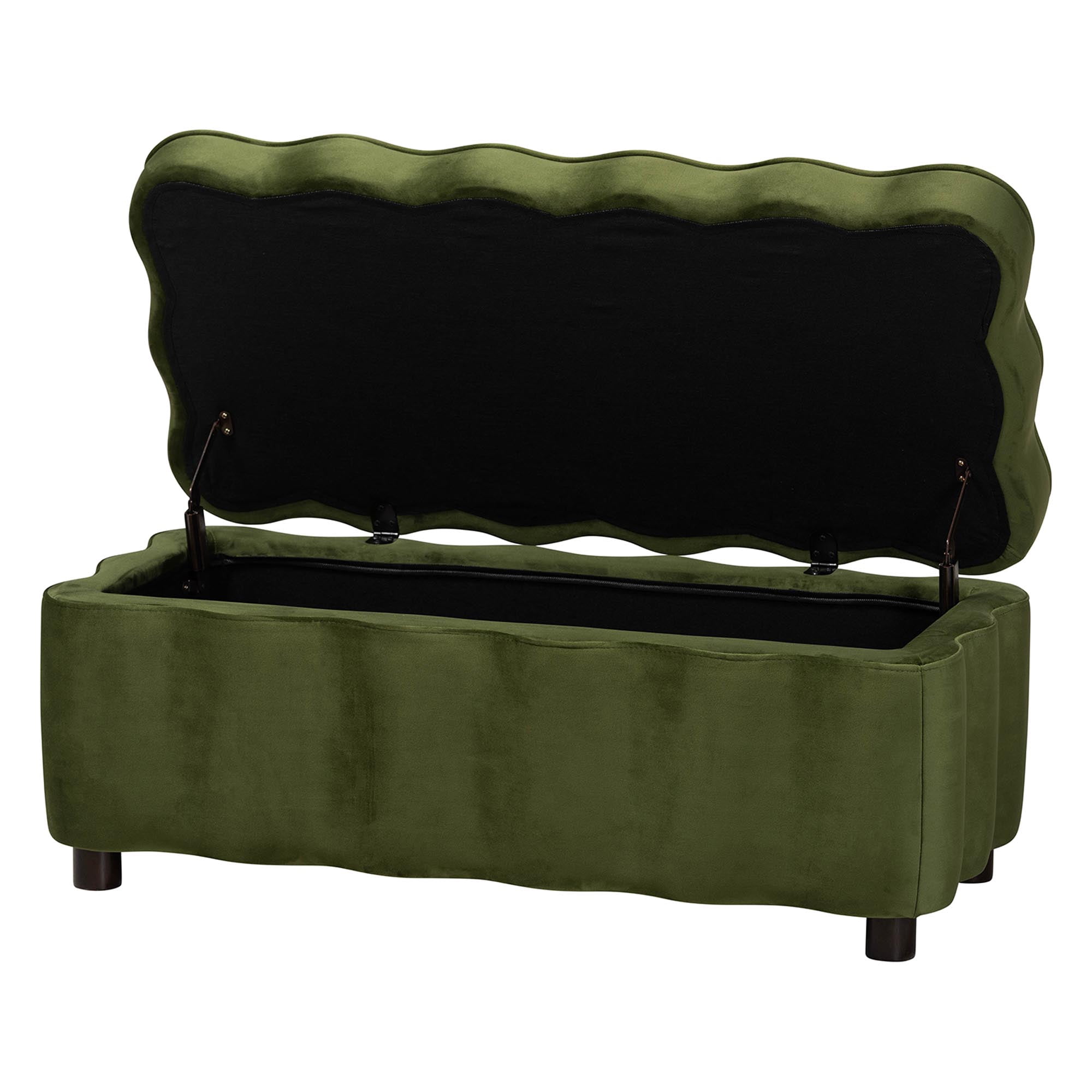 bali & pari Paulina Modern Luxe Storage Bench, Moss Green