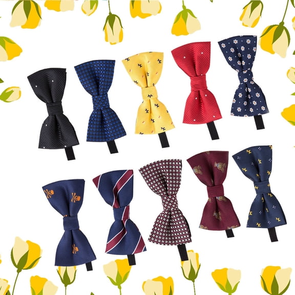 OUNONA 10Pcs Men Bow Tie Polyester Neck Tie with Wear Resistant Finish for Party and Weddings