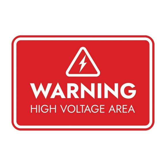 Signs ByLITA Classic Framed Warning: High Voltage Area Door or Wall Sign Easy Installation | Health And Safety | Building And Warning Sign (Red) - Large
