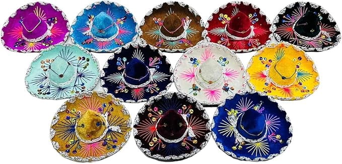 Novedades Cari 5-Pack Mexican Charro Mini Sombrero Hats - Mariachi Theme