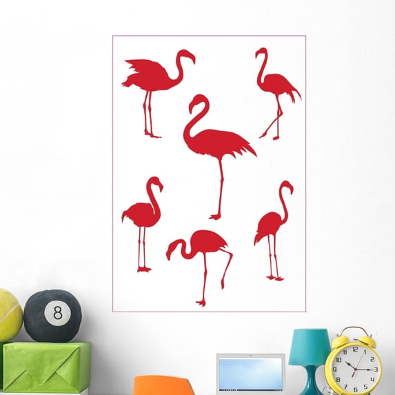 Flamingo Flamingo Set Wall Decal by Wallmonkeys Peel and Stick Graphic (48 in H x 34 in W) WM306319