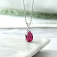 thumbnail image 4 of Gem Stone King 925 Sterling Silver Red Created Ruby and White Created Sapphire Pendant Necklace for Women | 3.05 Cttw | Pear Shape 12X8MM | with 18 inch Silver Chain, 4 of 4