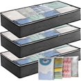 thumbnail image 1 of Under Bed Storage Box 3-Pack 90L Large with 4 Zippered Bags PVC Window for Clothes, Comforters, Blankets Grey 3Pcs, 1 of 5