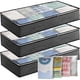 thumbnail image 1 of Under Bed Storage Box 3-Pack 90L Large with 4 Zippered Bags PVC Window for Clothes, Comforters, Blankets Grey 3Pcs, 1 of 5