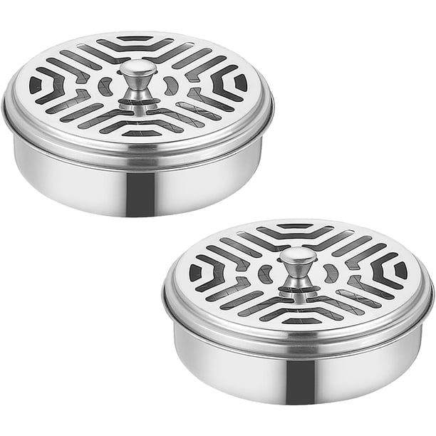 2 soportes para bobinas de mosquitos, soportes redondos para incienso, incensario portátil, seguridad antiquemaduras, para el hogar, camping, viajes, centro comercial, exteriores, patio, jardín
