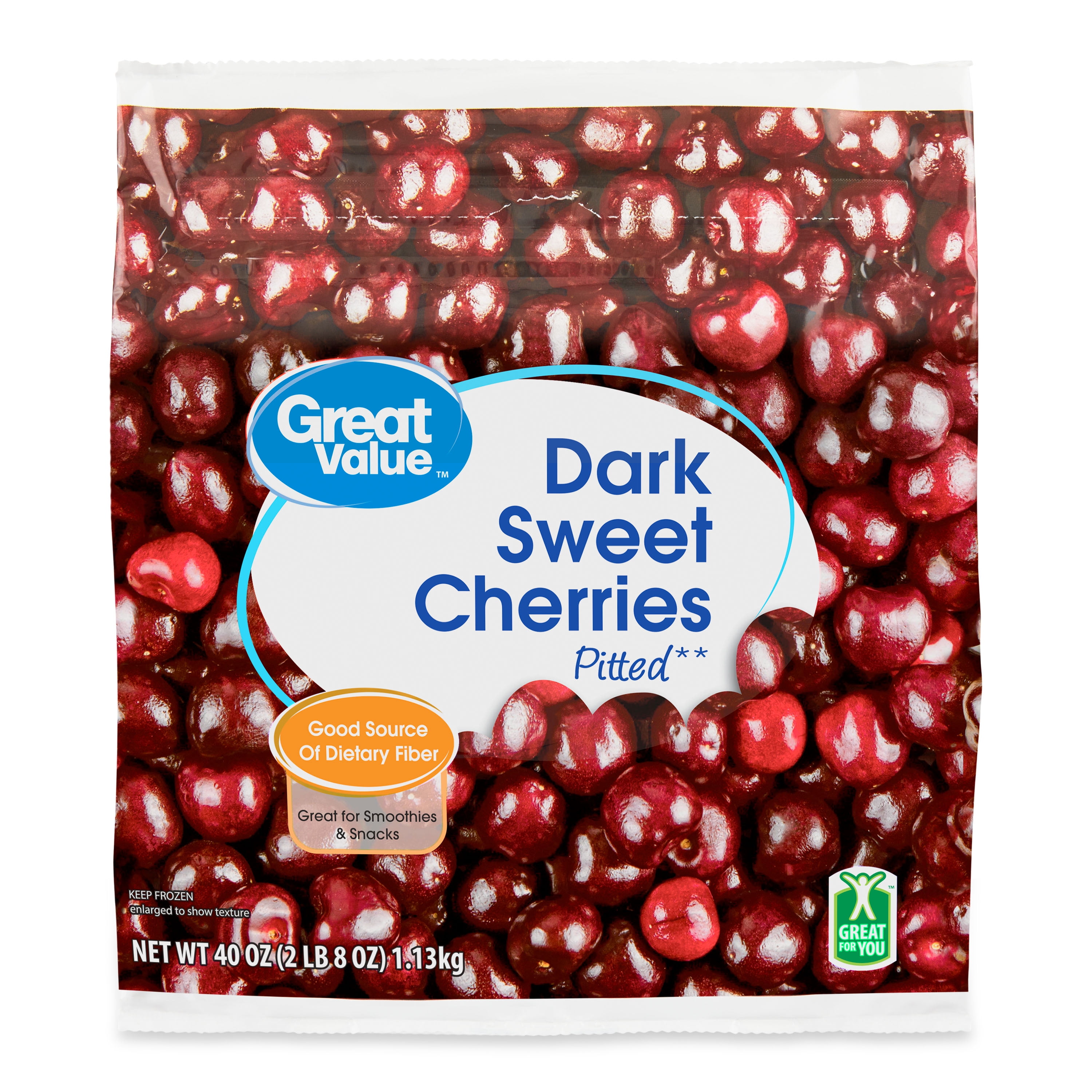 Great Value Dark Sweet Cherries, Pitted, Frozen, 40 oz