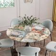 thumbnail image 5 of Spring Floral Round Tablecloth for 36-44 Inch Tables,Fitted Table Cover with Elastic Edge,Elegant Checkered Summer Botanical Farmhouse Waterproof Outdoor Table Cloth Protector for Patio Garden Dinner, 5 of 9