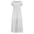 thumbnail image 4 of cfhntfmh Plus Size Dresses for Curvy Women Short Sleeve Smocked Tiered Maxi Dresses off the Shoulder Vacaotin Dress, 4 of 6