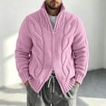 thumbnail image 2 of FOPSUFGWFO Cable Knit Cardigan for Men Solor Collar Loose Zipper Sweaters Long Sleeve V-Neck Tops for Fall Winter 2XL, 2 of 6
