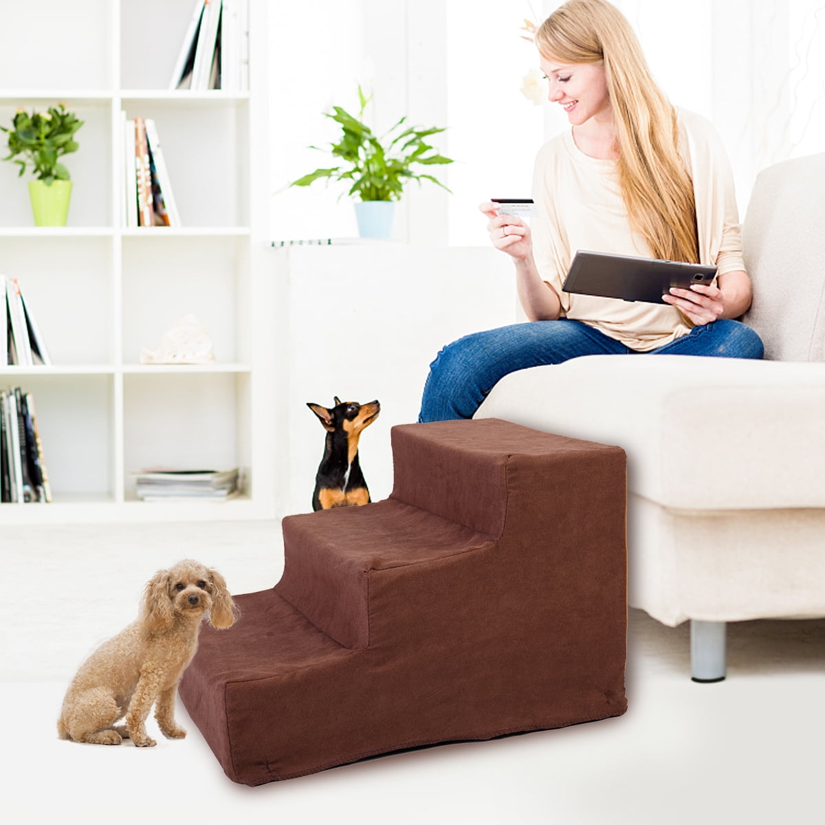 Veryke Pet Steps and Stairs for Dogs Cats, 3 Step Pet Gear Easy Pet Stairs, Portable/Lightweight Veryke Pet Steps and Stairs for Dogs Cats, 3 Step Pet Gear Easy Pet Stairs, Portable/Lightweight