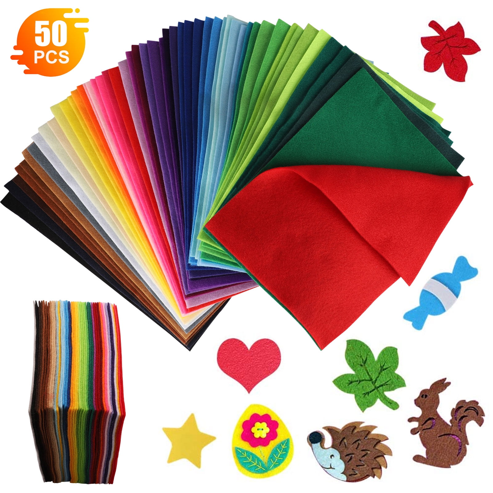 50pcs 20x30cm/8x12in 1.5mm Thick Soft Felt Fabric Sheet Assorted Color