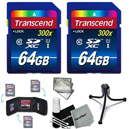 Transcend 128GB High Speed Class 10 SD (45 MB/s, 300x) MEMORY CARD (2 x 64GB Cards) for Nikon D7200, D7100, D7000, D750, D5500, D5300, D5200, D5100, D5000, D3300, D3200, D3100, D810, D800, D610 &