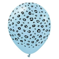 12 inch Kalisan Safari Leopard - Macaron Blue W/ Black Ink Latex Balloons (25 Pack) - Party Supplies Decorations