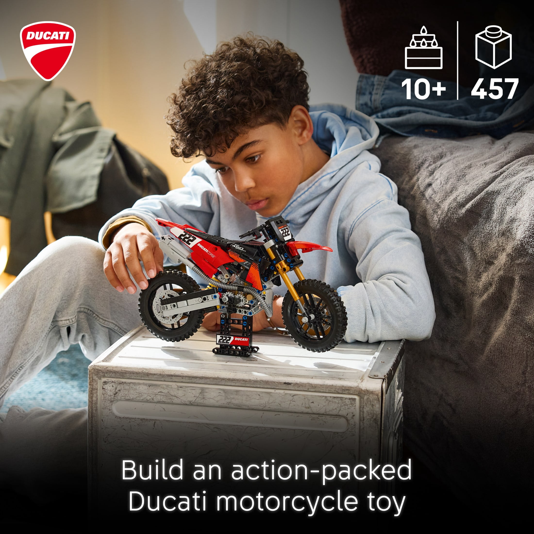 LEGO Technic Ducati Desmo450 MX Factory Motorcycle Toy - Building Toy for Boys & Girls, Ages 10+ - Kids Bedroom Decor - Motorcycle Model with Realistic Details - Gift for Birthdays - 42238