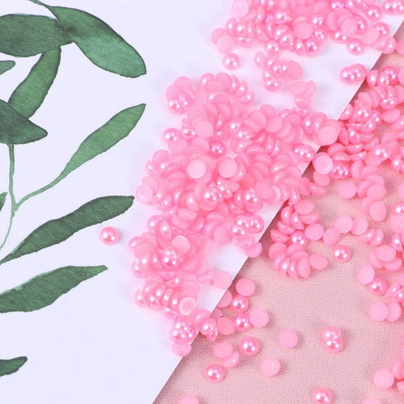 Raindrops 2000pcs 4mm Half Round Artificial Pearl Beads Flat Back Pearl for Craft DIY Gift Making (Pink)