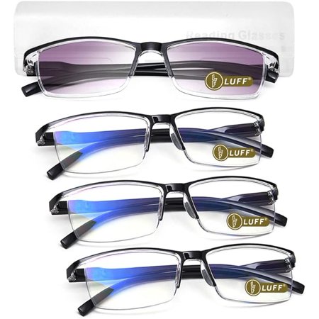 LUFF 4PCS Anti-Blu-Ray Reading Glasses Uv400,Sun Readers With Spring Hinges(2.0X)