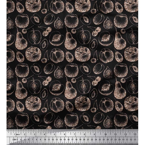 Soimoi Black Cotton Duck Fabric Mix Fruits Fabric Prints By Yard 42 Inch Wide