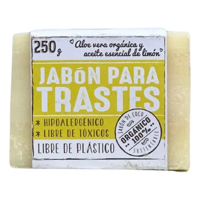 Jabón Trastes Barra Hipoalergénico Flor De Coco Orgánico 250g