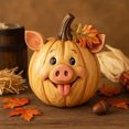 thumbnail image 3 of Bewildely Bonita decoración de calabaza de cerdo, estatuas de otoño, estatua de calabaza de granja para Halloween, Acción de Gracias y Pascua. Kits de decoración para fiestas oveja, 3 of 6