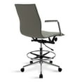 thumbnail image 4 of 2xhome Office Drafting Chair Ribbed Mid Back With Wheels And Arms For Home Office Conference Room Tilt Ribbed Adjustable Height Chrome Swivel with Chrome Foot Rest Gray, Set of 1, 1 piece, 4 of 12