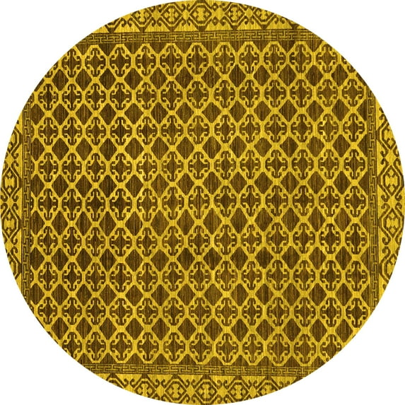 Ahgly Company Indoor Round Southwestern Yellow Country Area Rugs, 5' Round