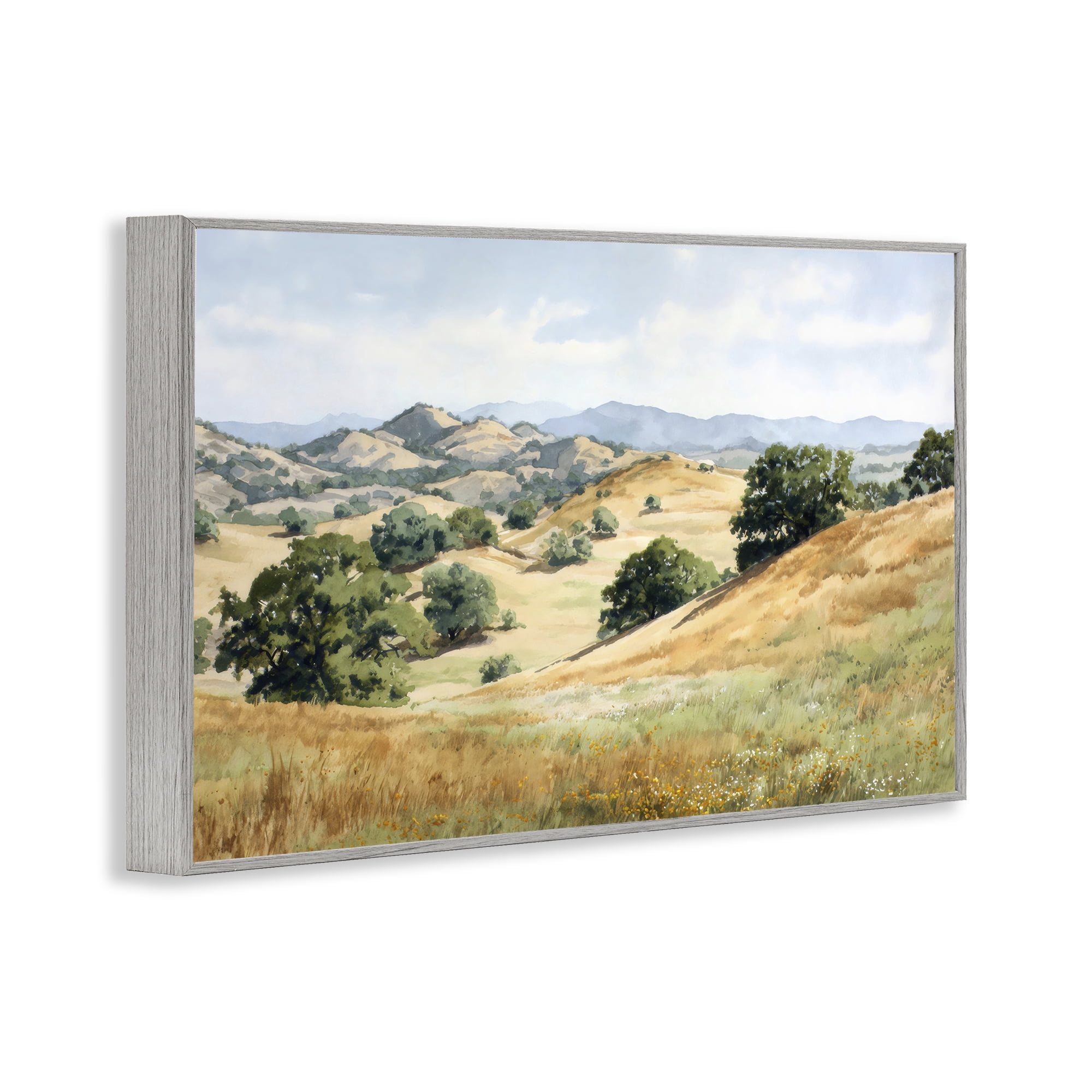 Stupell Industries Idyllic Mountains and Trees Gray Framed Giclee Art, design by Petal Prints Design