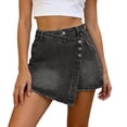 thumbnail image 3 of JTieacloth Stylish Casual Denim Mini Skirt With Asymmetric Hem For A Slimming And,Women's Skirts(Gray), 3 of 6