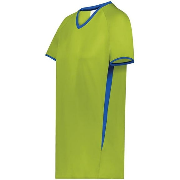 Augusta Sportswear 6916.03W.S Girls Cutter Plus V-Neck Jersey, Lime & Royal - Small
