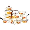 thumbnail image 4 of Enameled Aluminum Soup Pot 5.05-qt. (4.8 L) Mushrooms Enamel Pasta Set Deep Casserole Cooking Pot with Glass Lid Enamel Colander 9.25 x 9.25 x 5.9", 4 of 10