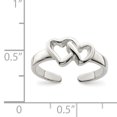 thumbnail image 2 of 925 Sterling Silver Heart Adjustable Toe Ring Open Midi, 2 of 6