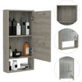 thumbnail image 3 of Gray Mirrored Cabinet For Meds - One Exterior & Two Interior Shelves Bathroom Storage With External And Internal, 3 of 4