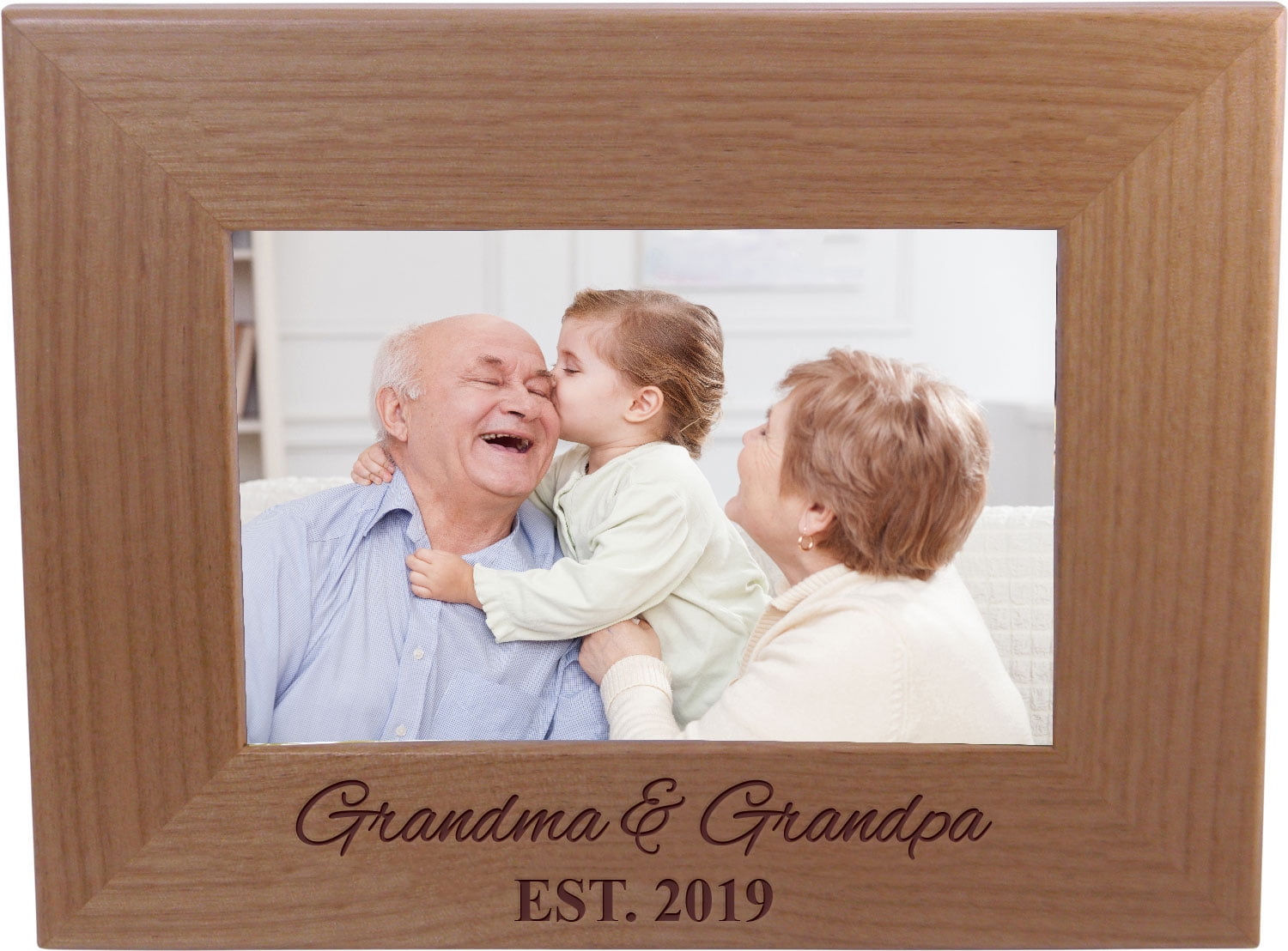 Grandma and Grandpa EST 2019 4inch x 6Inch Wood Picture Frame