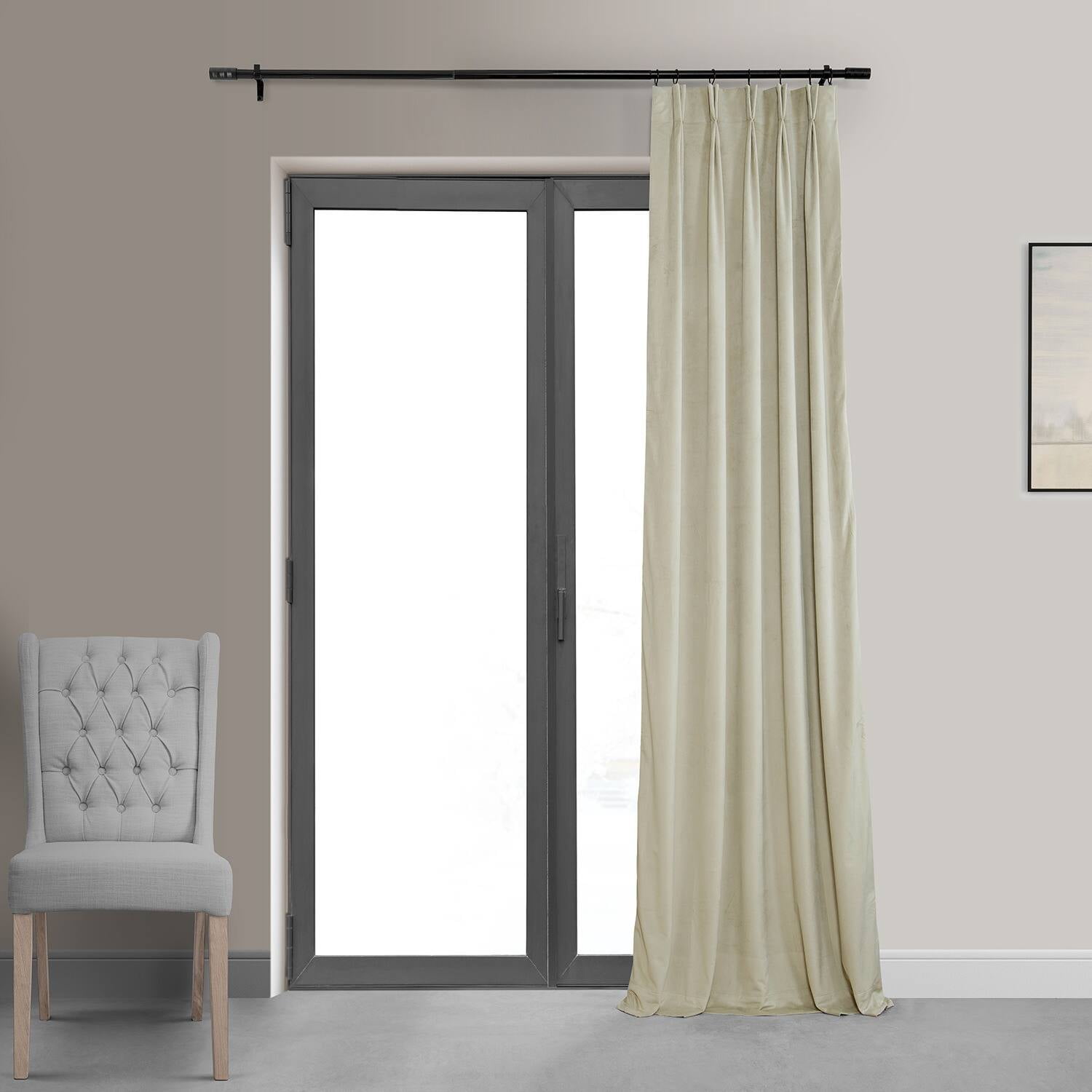 Exclusive Fabrics  Signature Pleated Blackout Velvet Curtain (1 Panel) Amber Gold 25 X 96 96 Inches