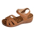 thumbnail image 6 of Walking Sandals for Women Trendy Crooss Strappy Open Toe Wedges Comfy Arch Support Orthopedic Shoes Ankle Strap Summer Heels Brown Size 7.5, 6 of 7