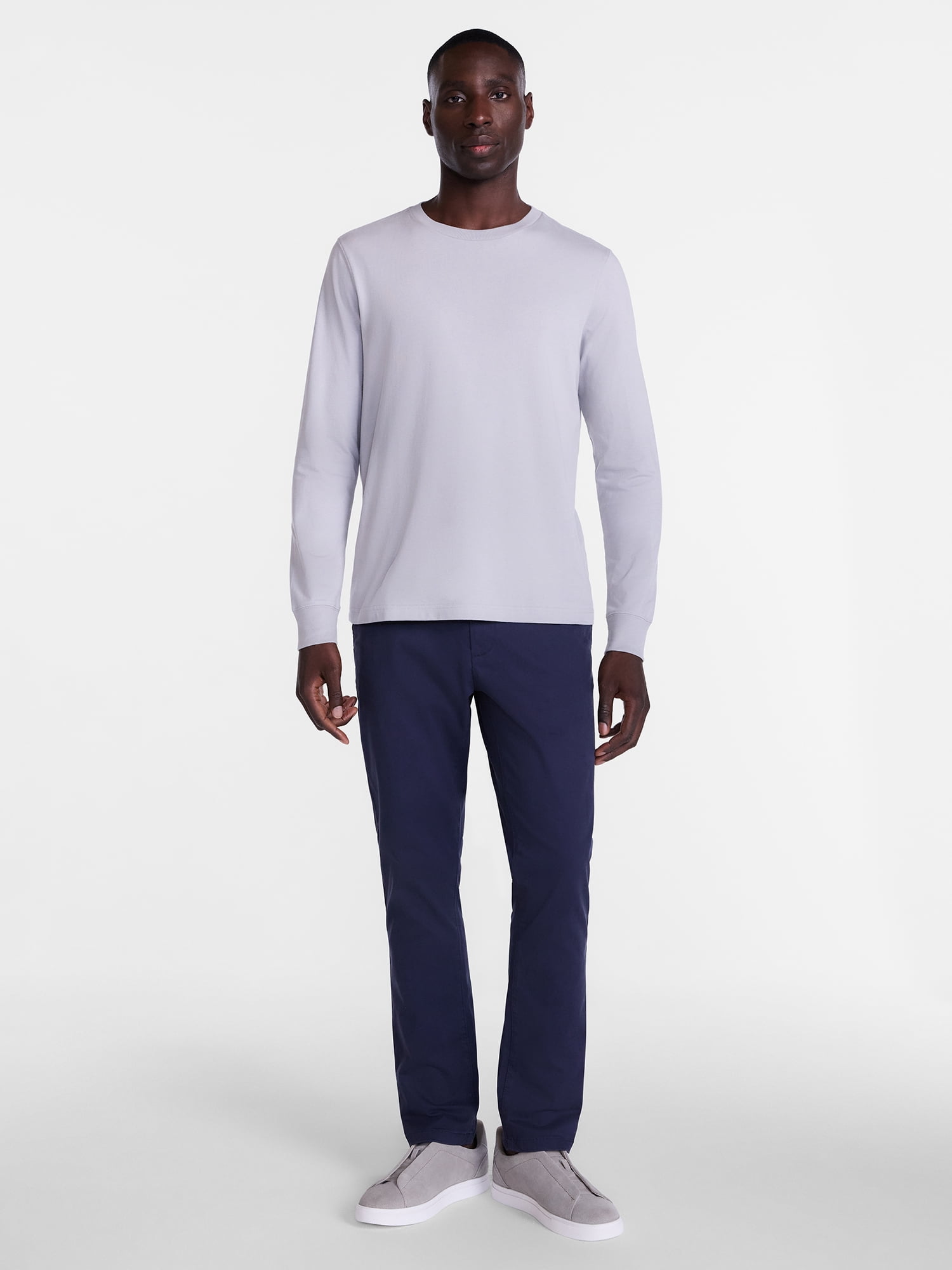 George Men's and Big Men's Cotton Crewneck Tee with Long Sleeves, Sizes XS-3XL, Big 2XB-6XB & Tall MT-4XLT