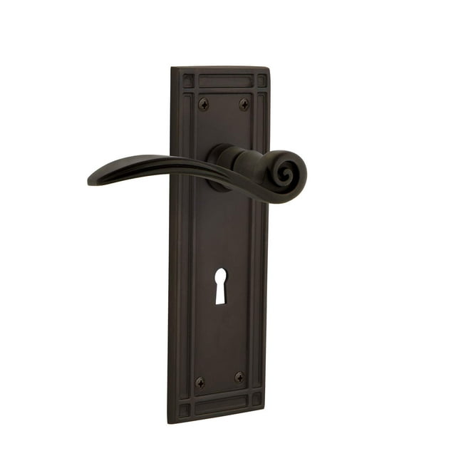 Nostalgic Warehouse 765078 Mission Plate with Keyhole Non-Handed Swan Lever Privacy, Backset Size: 2.75", Oil-Rubbed Bronze
