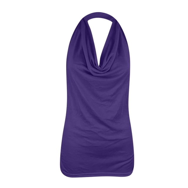 Qucoqpe - Camisetas de tirantes para mujer, informales, lisas, con cuello halter y espalda descubierta, básicas de verano, en liquidación