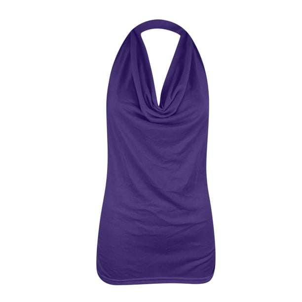 Qucoqpe - Camisetas de tirantes para mujer, informales, lisas, con cuello halter y espalda descubierta, básicas de verano, en liquidación