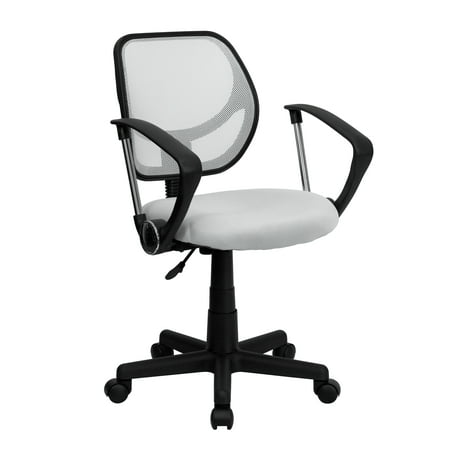 Flash Furniture Low Back White Mesh Swivel Task Office Chair with Arms