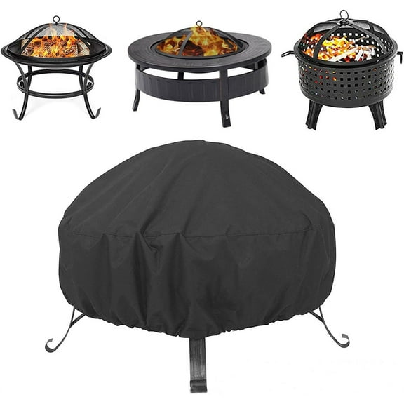 NOGIS Fire Pit Cover Round for Fire Pit 22- 34 Inch, Waterproof Outdoor Fire Pit Cover,Full Coverage Patio Round Fire Pit Cover Heavy Duty 210D Oxford Fabric Outdoor Fireplace Cover