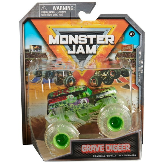 Monster Jam, Official Grave Digger Monster Truck, Die-Cast Vehicle, 1:64 Scale, Kids Toys for Boys Ages 3 and up