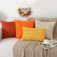 thumbnail image 5 of Pallene Faux Fur Plush Fall Throw Pillow Covers 18x18 Set of 2, Luxury Soft Fluffy Striped Decorative Pillow Covers for Sofa, Couch, Living Room, Rust, 5 of 16