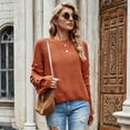 thumbnail image 3 of LYXSSBYX Women Fall Sweaters for Women 2022 Hot Sale Clearance Short Long Sleeve Wide Sleeve Fashionable Knit Sweater, 3 of 9
