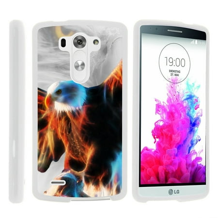 LG G3 D850, LS990, VS985, [SNAP SHELL][White] 2 Piece Snap On Rubberized Hard White Plastic Cell Phone Case with Exclusive Art -  Blazing