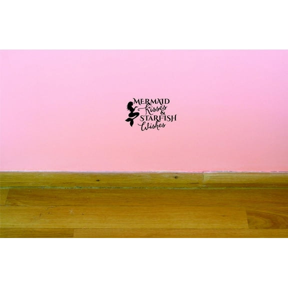Custom Decals Mermaids Kisses And Starfish Wall Art Size: 20 X 40 Inches Color: Black