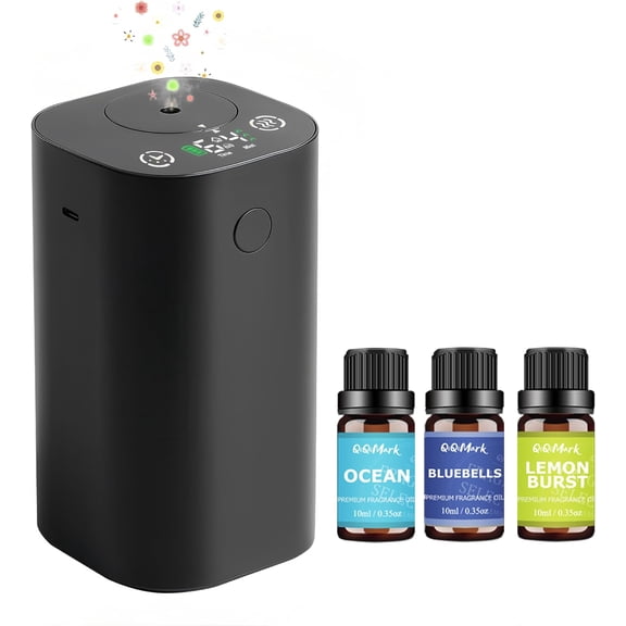 Waterless Essential Oil Diffuser 3X 10ml Essential Oil, Rechargeable Cordless, 20mL, 4 Mist Levels, 4 Timers, Portable Cold Mist Aromatherapy for Home, Bedroom, Office, Car