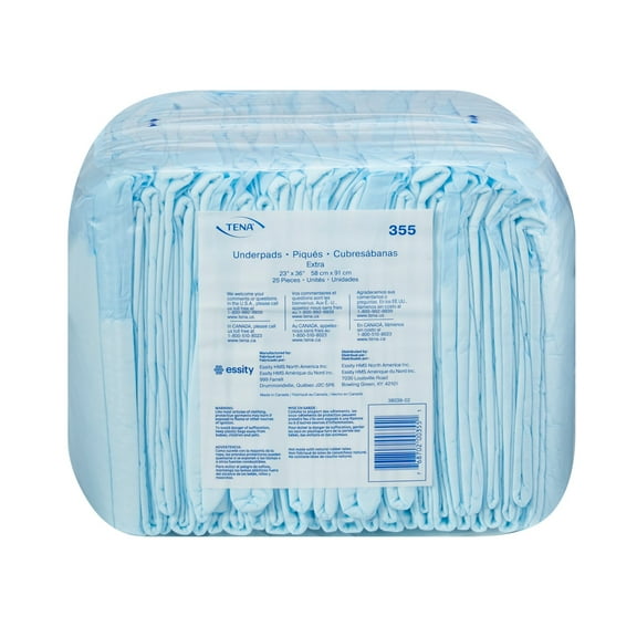 TENA Extra Underpad, Incontinence, Disposable, Light Absorbency, 23 in x 36 in, 25 Ct
